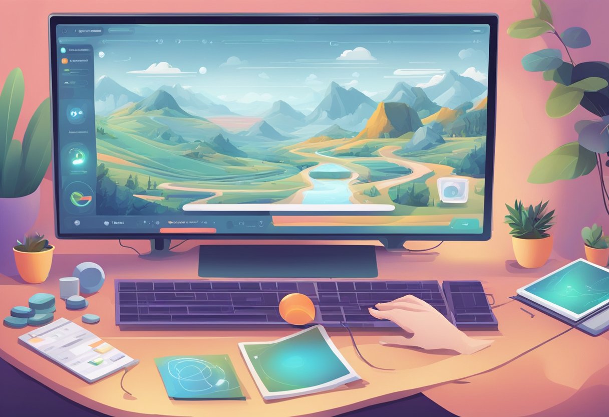 A user interacts with a game interface, testing the functionality and flow. The designer and developer collaborate, refining the experience